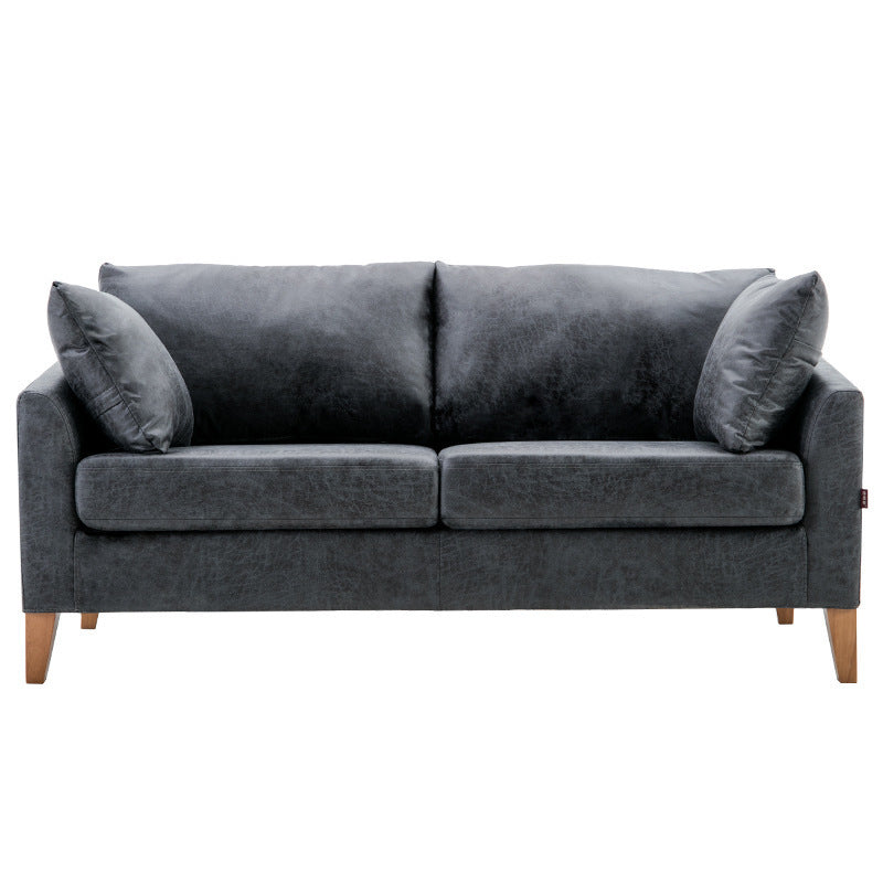 Modern Style Rectangular Sofa with Wooden Base and Namib Cushion Dark Blue-Gray Clearhalo 'furn' 'furn_sofas' 'Furniture' 'furniture_sofas' 'kitchen' 'kitchen_sofas' 'Living Room Furniture' 'Sofa' 'sofas' 4625774