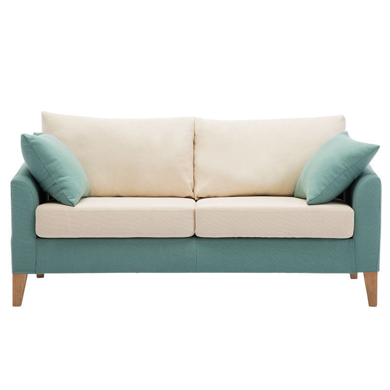 Modern Style Rectangular Sofa with Wooden Base and Namib Cushion Lake Blue-White Clearhalo 'furn' 'furn_sofas' 'Furniture' 'furniture_sofas' 'kitchen' 'kitchen_sofas' 'Living Room Furniture' 'Sofa' 'sofas' 4625779
