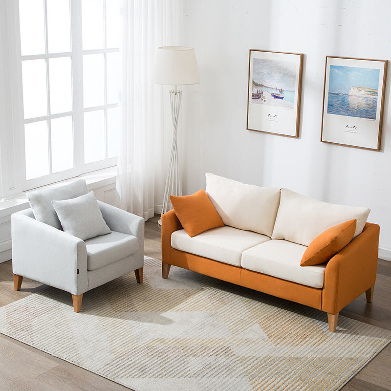 Modern Style Rectangular Sofa with Wooden Base and Namib Cushion Clearhalo 'furn' 'furn_sofas' 'Furniture' 'furniture_sofas' 'kitchen' 'kitchen_sofas' 'Living Room Furniture' 'Sofa' 'sofas' 4625780