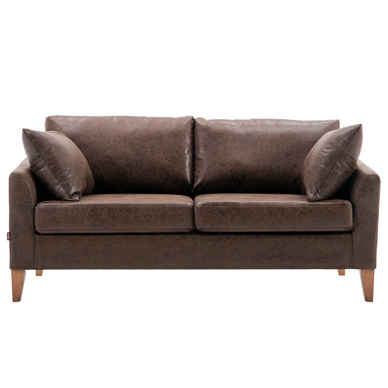 Modern Style Rectangular Sofa with Wooden Base and Namib Cushion Coffee Clearhalo 'furn' 'furn_sofas' 'Furniture' 'furniture_sofas' 'kitchen' 'kitchen_sofas' 'Living Room Furniture' 'Sofa' 'sofas' 4625781
