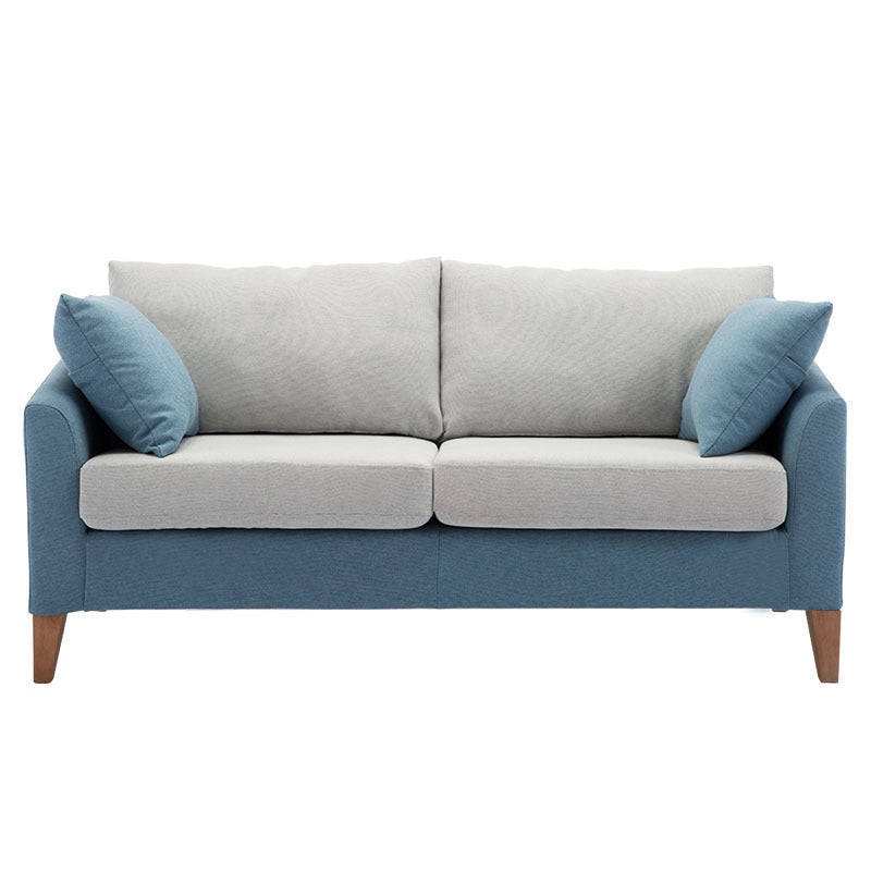 Modern Style Rectangular Sofa with Wooden Base and Namib Cushion Light Blue-White Clearhalo 'furn' 'furn_sofas' 'Furniture' 'furniture_sofas' 'kitchen' 'kitchen_sofas' 'Living Room Furniture' 'Sofa' 'sofas' 4625783
