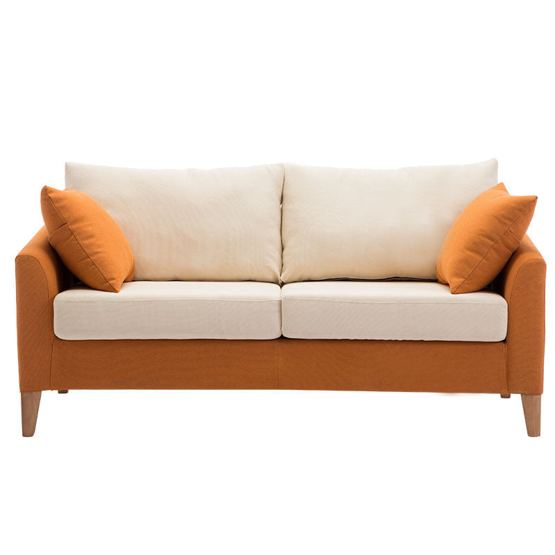Modern Style Rectangular Sofa with Wooden Base and Namib Cushion Orange White Clearhalo 'furn' 'furn_sofas' 'Furniture' 'furniture_sofas' 'kitchen' 'kitchen_sofas' 'Living Room Furniture' 'Sofa' 'sofas' 4625787