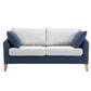 Modern Style Rectangular Sofa with Wooden Base and Namib Cushion Dark Blue-White Clearhalo 'furn' 'furn_sofas' 'Furniture' 'furniture_sofas' 'kitchen' 'kitchen_sofas' 'Living Room Furniture' 'Sofa' 'sofas' 4625788