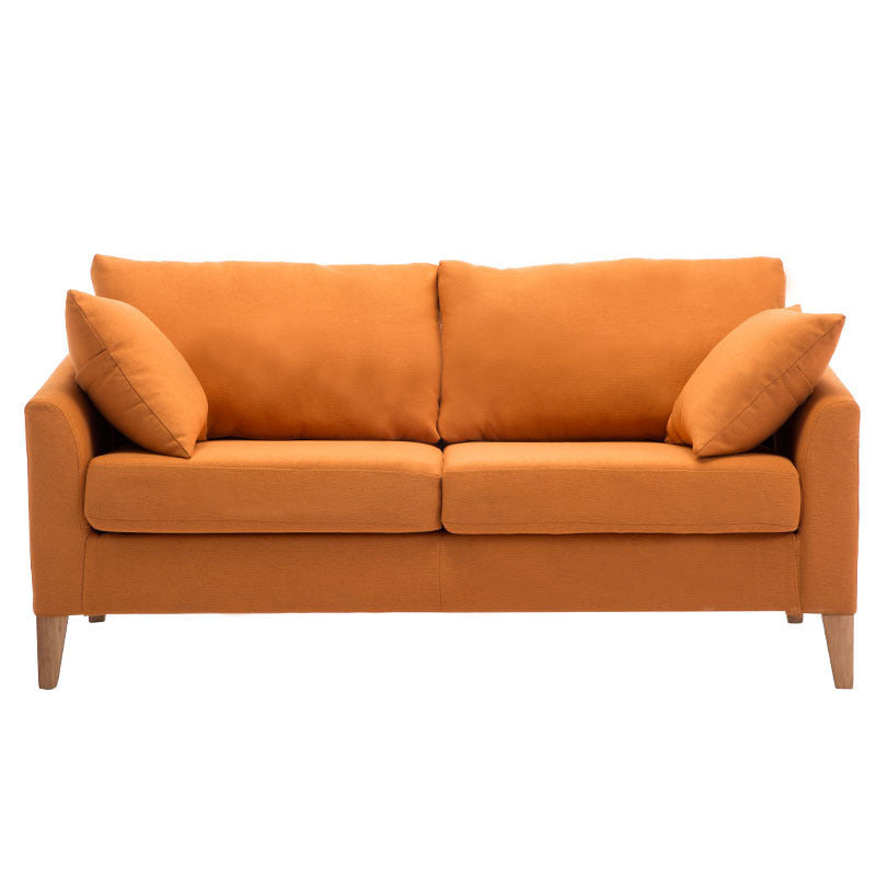 Modern Style Rectangular Sofa with Wooden Base and Namib Cushion Orange Clearhalo 'furn' 'furn_sofas' 'Furniture' 'furniture_sofas' 'kitchen' 'kitchen_sofas' 'Living Room Furniture' 'Sofa' 'sofas' 4625792