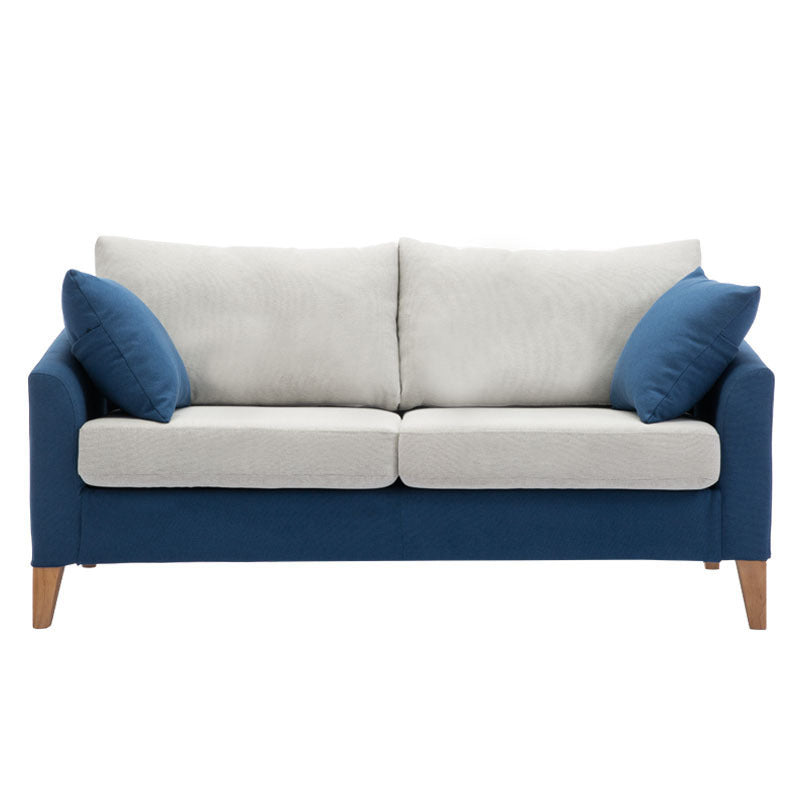 Modern Style Rectangular Sofa with Wooden Base and Namib Cushion Blue-White Clearhalo 'furn' 'furn_sofas' 'Furniture' 'furniture_sofas' 'kitchen' 'kitchen_sofas' 'Living Room Furniture' 'Sofa' 'sofas' 4625797