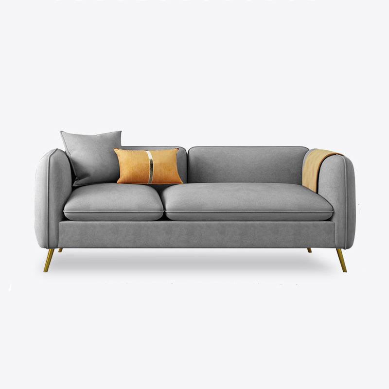 with 2 Pillows Tuxedo Arm Sofa 30.3" D X 26.38" H Velvet Cushions Sofa Grey Clearhalo 'furn' 'furn_sofas' 'Furniture' 'furniture_sofas' 'kitchen' 'kitchen_sofas' 'Living Room Furniture' 'Sofa' 'sofas' 4625826