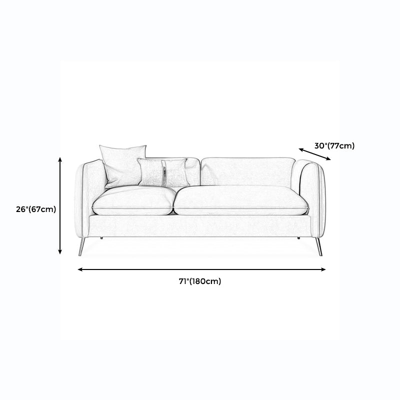 with 2 Pillows Tuxedo Arm Sofa 30.3" D X 26.38" H Velvet Cushions Sofa Clearhalo 'furn' 'furn_sofas' 'Furniture' 'furniture_sofas' 'kitchen' 'kitchen_sofas' 'Living Room Furniture' 'Sofa' 'sofas' 4625839