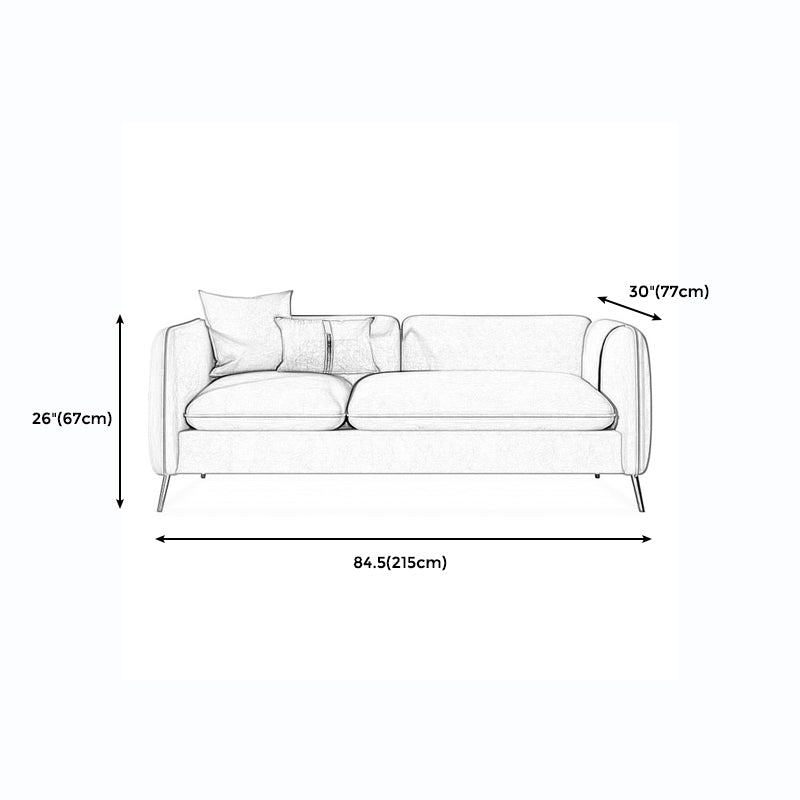 with 2 Pillows Tuxedo Arm Sofa 30.3" D X 26.38" H Velvet Cushions Sofa Clearhalo 'furn' 'furn_sofas' 'Furniture' 'furniture_sofas' 'kitchen' 'kitchen_sofas' 'Living Room Furniture' 'Sofa' 'sofas' 4625840