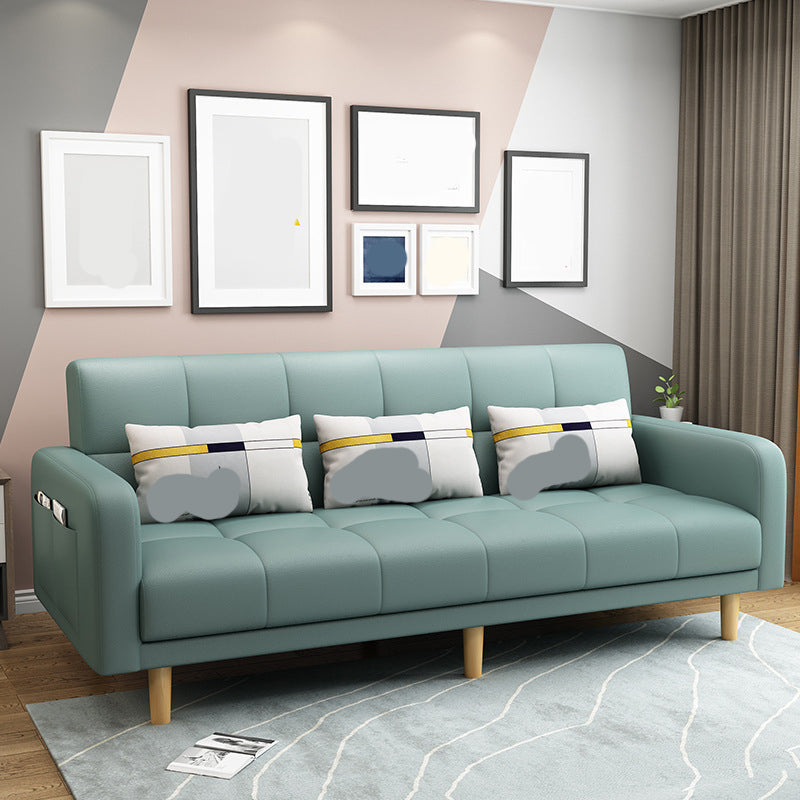 Modern Style Wooden Base Scientific Cloth Cushion with Pillow Rectangular Sofa Aqua Clearhalo 'furn' 'furn_sofas' 'Furniture' 'furniture_sofas' 'kitchen' 'kitchen_sofas' 'Living Room Furniture' 'Sofa' 'sofas' 4626739
