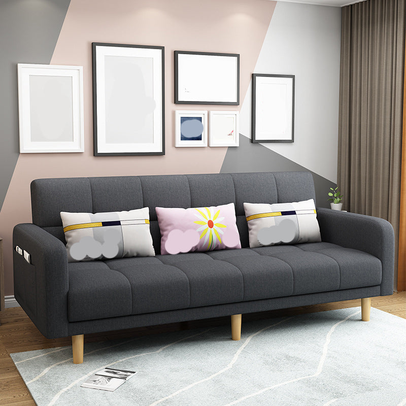 Modern Style Wooden Base Scientific Cloth Cushion with Pillow Rectangular Sofa Clearhalo 'furn' 'furn_sofas' 'Furniture' 'furniture_sofas' 'kitchen' 'kitchen_sofas' 'Living Room Furniture' 'Sofa' 'sofas' 4626740