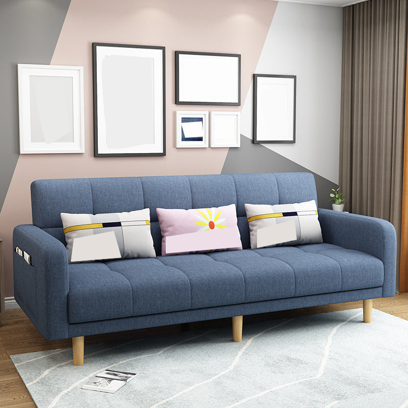 Modern Style Wooden Base Scientific Cloth Cushion with Pillow Rectangular Sofa Blue Clearhalo 'furn' 'furn_sofas' 'Furniture' 'furniture_sofas' 'kitchen' 'kitchen_sofas' 'Living Room Furniture' 'Sofa' 'sofas' 4626741