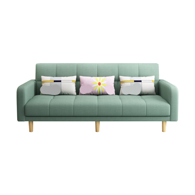 Modern Style Wooden Base Scientific Cloth Cushion with Pillow Rectangular Sofa 79''L x37"W x 15"H Light Green Clearhalo 'furn' 'furn_sofas' 'Furniture' 'furniture_sofas' 'kitchen' 'kitchen_sofas' 'Living Room Furniture' 'Sofa' 'sofas' 4626746