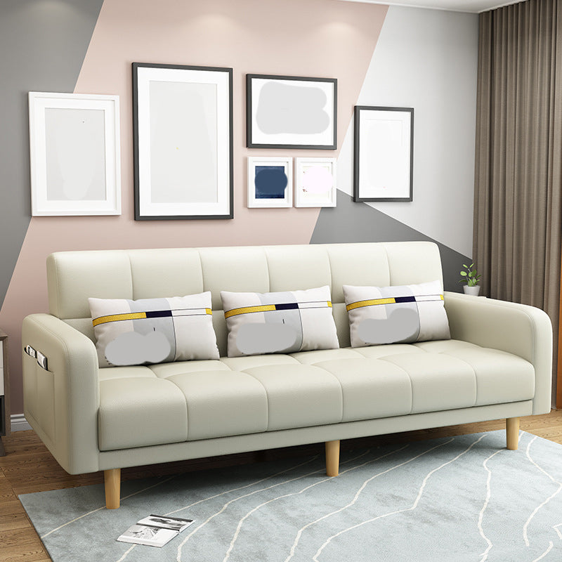 Modern Style Wooden Base Scientific Cloth Cushion with Pillow Rectangular Sofa Off-White Clearhalo 'furn' 'furn_sofas' 'Furniture' 'furniture_sofas' 'kitchen' 'kitchen_sofas' 'Living Room Furniture' 'Sofa' 'sofas' 4626750