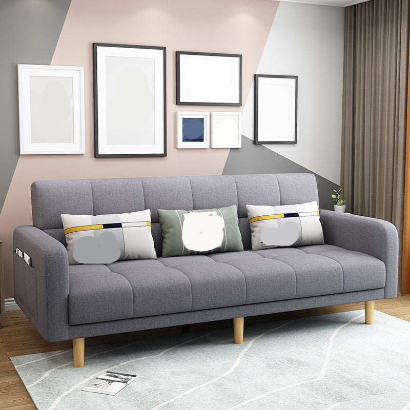 Modern Style Wooden Base Scientific Cloth Cushion with Pillow Rectangular Sofa Grey Clearhalo 'furn' 'furn_sofas' 'Furniture' 'furniture_sofas' 'kitchen' 'kitchen_sofas' 'Living Room Furniture' 'Sofa' 'sofas' 4626752