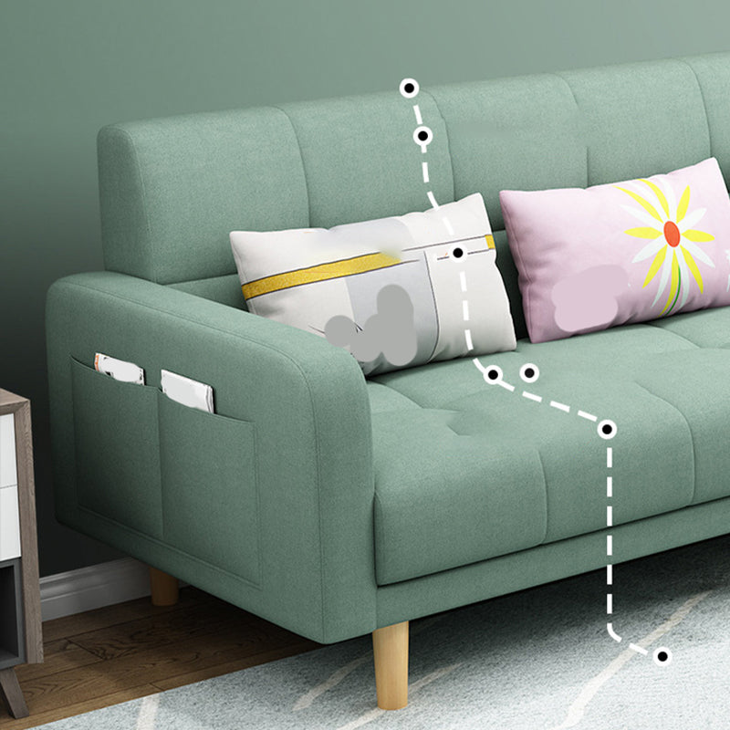 Modern Style Wooden Base Scientific Cloth Cushion with Pillow Rectangular Sofa Clearhalo 'furn' 'furn_sofas' 'Furniture' 'furniture_sofas' 'kitchen' 'kitchen_sofas' 'Living Room Furniture' 'Sofa' 'sofas' 4626753