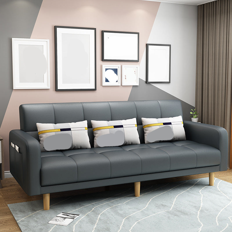 Modern Style Wooden Base Scientific Cloth Cushion with Pillow Rectangular Sofa 83''L x43"W x 15"H Clearhalo 'furn' 'furn_sofas' 'Furniture' 'furniture_sofas' 'kitchen' 'kitchen_sofas' 'Living Room Furniture' 'Sofa' 'sofas' 4626754