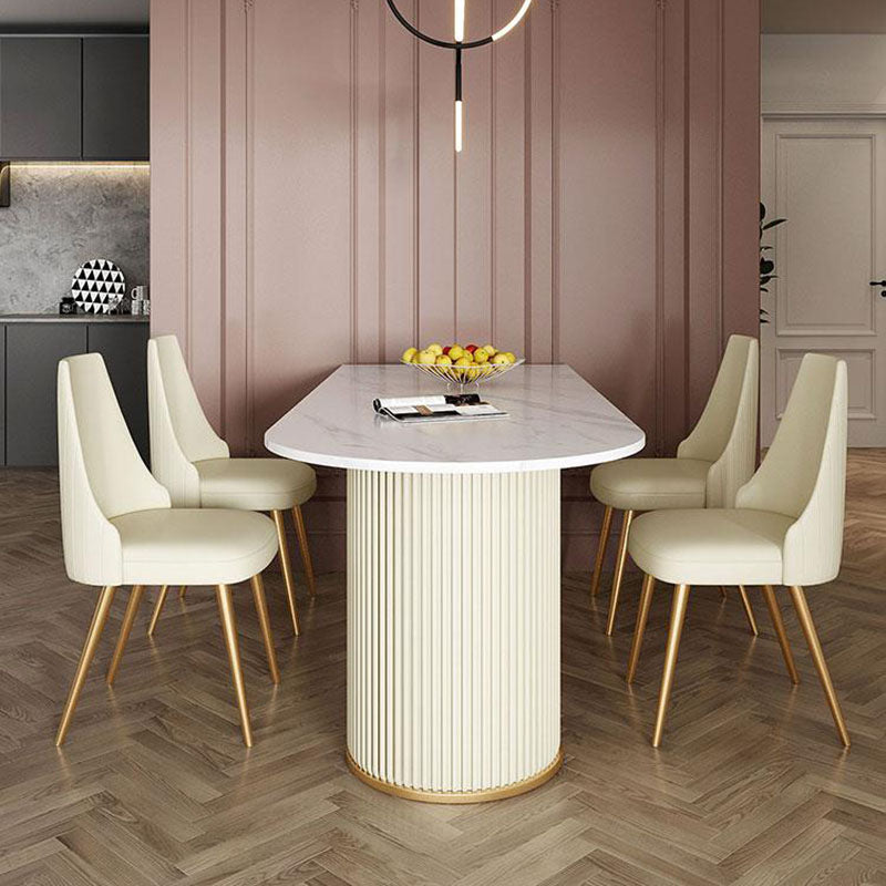 1/2/5 Pieces Dining Room Table Rectangular Sintered Stone Top Dining Chairs Set 5 Pieces: Table, 4 White Chairs Clearhalo 'Dining Room Sets' 'Dining Tables & Seating' 'dining_room_set' 'furn' 'furn_dining_room_set' 'Furniture' 'furniture_dining_room_set' 'Kitchen & Dining Furniture' 'kitchen&dining_furn' 'kitchen' 4636834