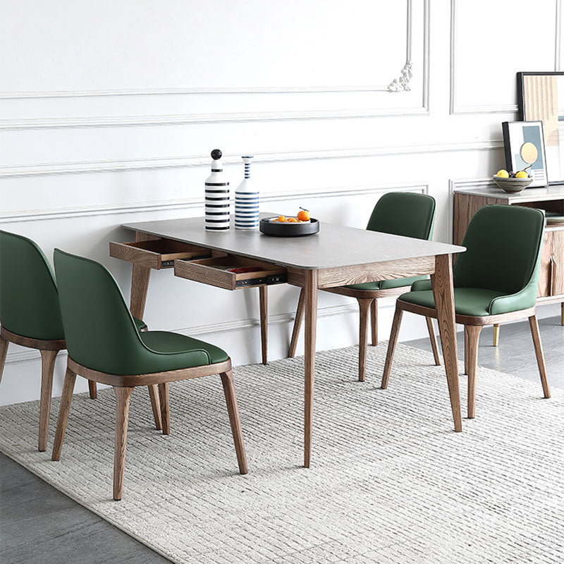 Minimalist 1/4/5/6 Pieces Dining Room Table Rectangular Solid Wood Top Dining Chairs Set Clearhalo 'Dining Room Sets' 'Dining Tables & Seating' 'dining_room_set' 'furn' 'furn_dining_room_set' 'Furniture' 'furniture_dining_room_set' 'Kitchen & Dining Furniture' 'kitchen&dining_furn' 'kitchen' 4636858