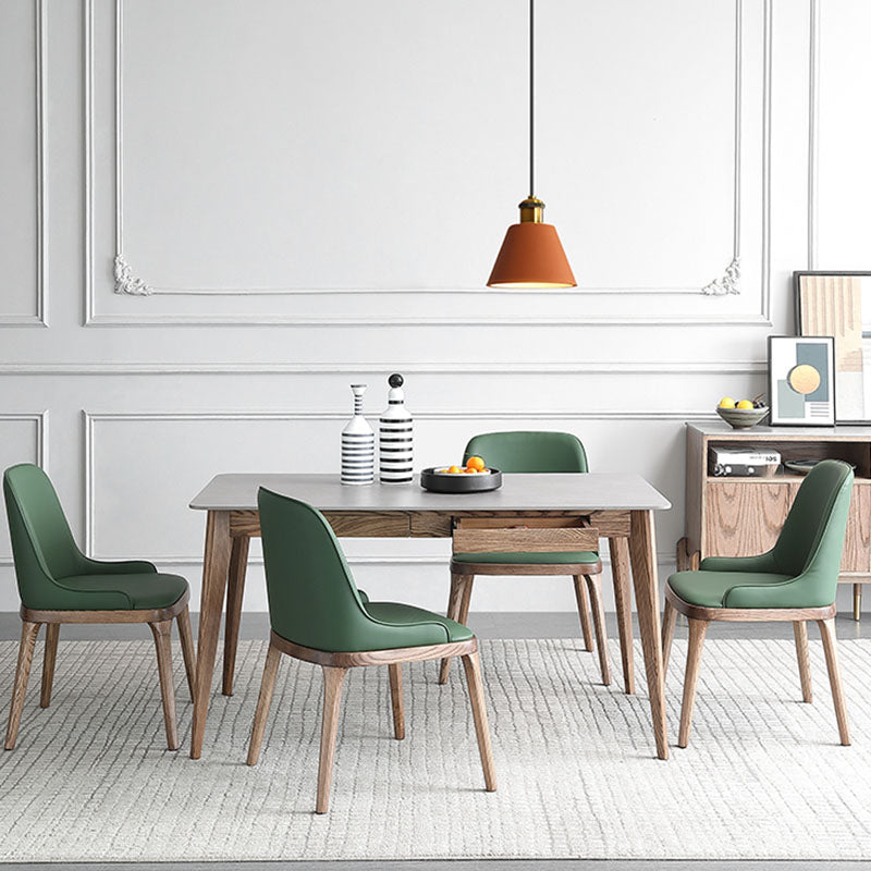 Minimalist 1/4/5/6 Pieces Dining Room Table Rectangular Solid Wood Top Dining Chairs Set Clearhalo 'Dining Room Sets' 'Dining Tables & Seating' 'dining_room_set' 'furn' 'furn_dining_room_set' 'Furniture' 'furniture_dining_room_set' 'Kitchen & Dining Furniture' 'kitchen&dining_furn' 'kitchen' 4636859