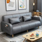 Modern Square Arm Standard Sofa Bed Dual Purpose Sofa with Bolster Pillows for Living Room Dark Gray Faux Leather Clearhalo 'furn' 'furn_sofas' 'Furniture' 'furniture_sofas' 'kitchen' 'kitchen_sofas' 'Living Room Furniture' 'Sofa' 'sofas' 4637775