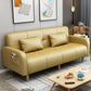 Modern Square Arm Standard Sofa Bed Dual Purpose Sofa with Bolster Pillows for Living Room Yellow Faux Leather Clearhalo 'furn' 'furn_sofas' 'Furniture' 'furniture_sofas' 'kitchen' 'kitchen_sofas' 'Living Room Furniture' 'Sofa' 'sofas' 4637783
