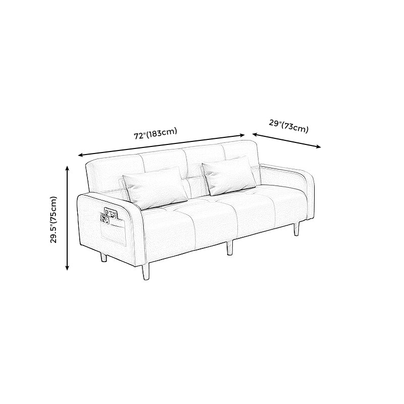 Modern Square Arm Standard Sofa Bed Dual Purpose Sofa with Bolster Pillows for Living Room Clearhalo 'furn' 'furn_sofas' 'Furniture' 'furniture_sofas' 'kitchen' 'kitchen_sofas' 'Living Room Furniture' 'Sofa' 'sofas' 4637795