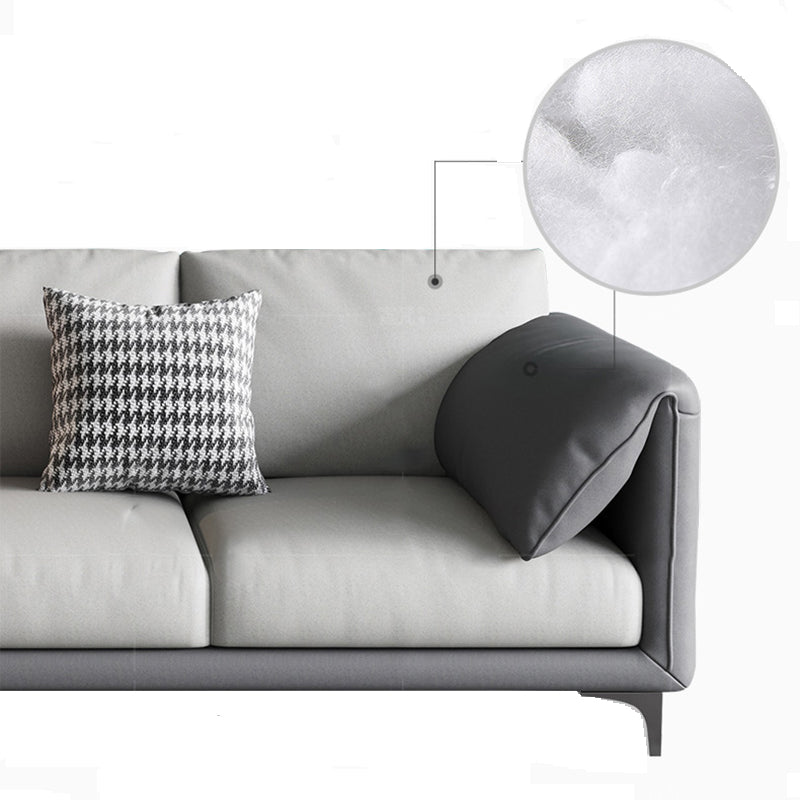 Faux Leather Modern Sofa 33.46" H Pillow Top Arm Sofa with Pillow Back, Brown Clearhalo 'furn' 'furn_sofas' 'Furniture' 'furniture_sofas' 'kitchen' 'kitchen_sofas' 'Living Room Furniture' 'Sofa' 'sofas' 4637806