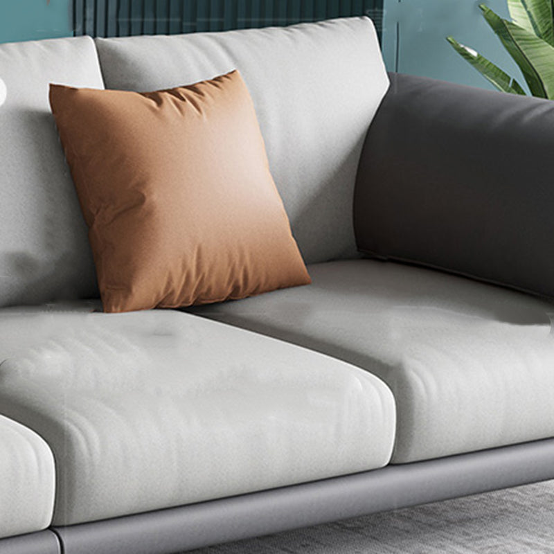 Faux Leather Modern Sofa 33.46" H Pillow Top Arm Sofa with Pillow Back, Brown Clearhalo 'furn' 'furn_sofas' 'Furniture' 'furniture_sofas' 'kitchen' 'kitchen_sofas' 'Living Room Furniture' 'Sofa' 'sofas' 4637807