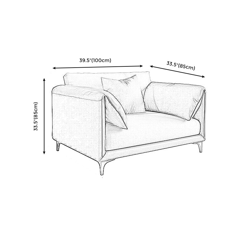 Faux Leather Modern Sofa 33.46" H Pillow Top Arm Sofa with Pillow Back, Brown Clearhalo 'furn' 'furn_sofas' 'Furniture' 'furniture_sofas' 'kitchen' 'kitchen_sofas' 'Living Room Furniture' 'Sofa' 'sofas' 4637808