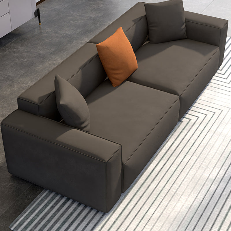 Square Armrest Latex Padded/light Grey Dark Grey/off-white/orange Sofa Clearhalo 'Furniture' 'furniture_sofas' 'kitchen' 'kitchen_sofas' 'Living Room Furniture' 'Sofa' 'sofas' 4637847