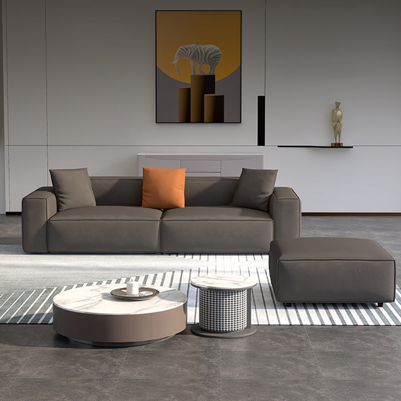 Square Armrest Latex Padded/light Grey Dark Grey/off-white/orange Sofa Clearhalo 'Furniture' 'furniture_sofas' 'kitchen' 'kitchen_sofas' 'Living Room Furniture' 'Sofa' 'sofas' 4637848