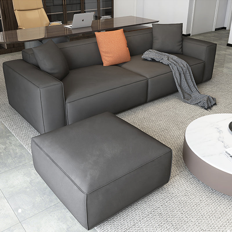 Square Armrest Latex Padded/light Grey Dark Grey/off-white/orange Sofa Clearhalo 'Furniture' 'furniture_sofas' 'kitchen' 'kitchen_sofas' 'Living Room Furniture' 'Sofa' 'sofas' 4637855