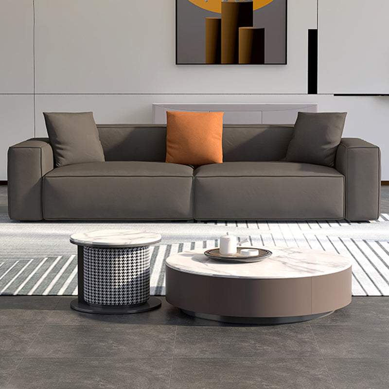 Square Armrest Latex Padded/light Grey Dark Grey/off-white/orange Sofa Dark Gray Clearhalo 'Furniture' 'furniture_sofas' 'kitchen' 'kitchen_sofas' 'Living Room Furniture' 'Sofa' 'sofas' 4637857