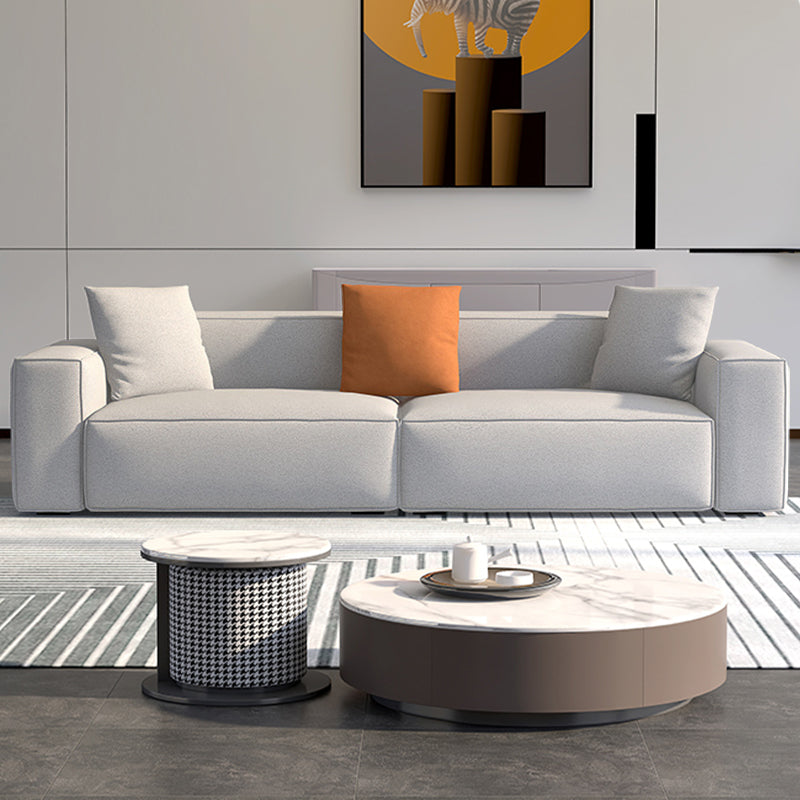 Square Armrest Latex Padded/light Grey Dark Grey/off-white/orange Sofa Gray-White Clearhalo 'Furniture' 'furniture_sofas' 'kitchen' 'kitchen_sofas' 'Living Room Furniture' 'Sofa' 'sofas' 4637859