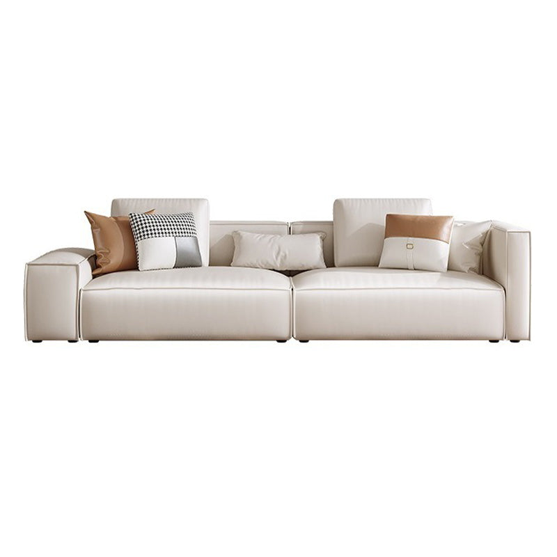 Square Armrest Latex/sponge Upholstered Tech Fabric Upholstered Off-white Sofa 83"L x 35"W x 35"H Latex Clearhalo 'furn' 'furn_sofas' 'Furniture' 'furniture_sofas' 'kitchen' 'kitchen_sofas' 'Living Room Furniture' 'Sofa' 'sofas' 4637874