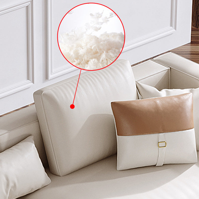 Square Armrest Latex/sponge Upholstered Tech Fabric Upholstered Off-white Sofa Clearhalo 'furn' 'furn_sofas' 'Furniture' 'furniture_sofas' 'kitchen' 'kitchen_sofas' 'Living Room Furniture' 'Sofa' 'sofas' 4637878