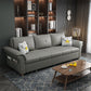Square Arm Sofa with Loose Back Convertible Sleeper with Storage and Foldable Dark Gray Faux Leather Clearhalo 'furn' 'furn_sofas' 'Furniture' 'furniture_sofas' 'kitchen' 'kitchen_sofas' 'Living Room Furniture' 'Sofa' 'sofas' 4637906