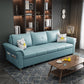 Square Arm Sofa with Loose Back Convertible Sleeper with Storage and Foldable Sky Blue Faux Leather Clearhalo 'furn' 'furn_sofas' 'Furniture' 'furniture_sofas' 'kitchen' 'kitchen_sofas' 'Living Room Furniture' 'Sofa' 'sofas' 4637908