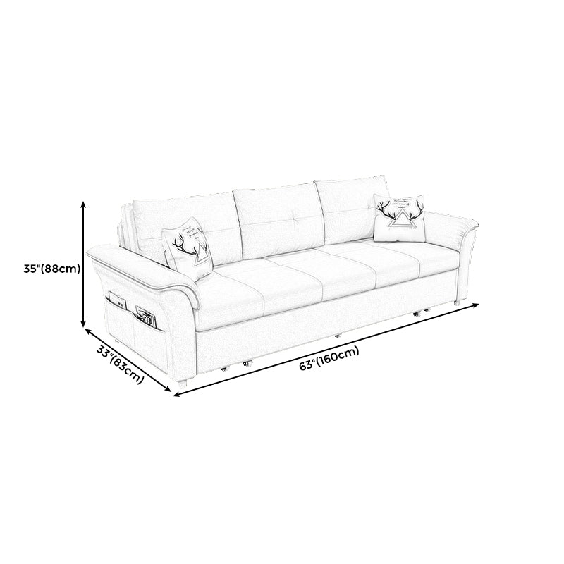 Square Arm Sofa with Loose Back Convertible Sleeper with Storage and Foldable Clearhalo 'furn' 'furn_sofas' 'Furniture' 'furniture_sofas' 'kitchen' 'kitchen_sofas' 'Living Room Furniture' 'Sofa' 'sofas' 4637911