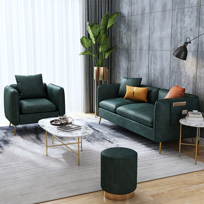 Mid-Century Modern Tuxedo Arm Sofa Faux Leather 29.92" High Seating Clearhalo 'furn' 'furn_sofas' 'Furniture' 'furniture_sofas' 'kitchen' 'kitchen_sofas' 'Living Room Furniture' 'Sofa' 'sofas' 4637914