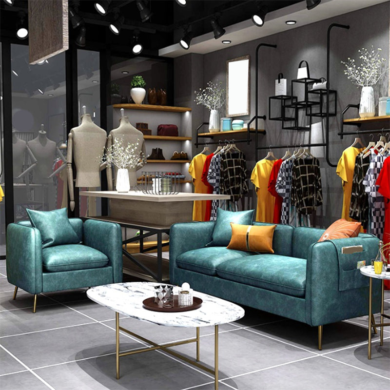 Mid-Century Modern Tuxedo Arm Sofa Faux Leather 29.92" High Seating Clearhalo 'furn' 'furn_sofas' 'Furniture' 'furniture_sofas' 'kitchen' 'kitchen_sofas' 'Living Room Furniture' 'Sofa' 'sofas' 4637915