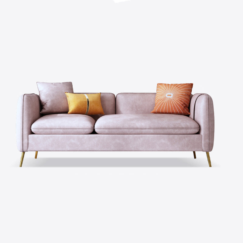 Mid-Century Modern Tuxedo Arm Sofa Faux Leather 29.92" High Seating Pink Clearhalo 'furn' 'furn_sofas' 'Furniture' 'furniture_sofas' 'kitchen' 'kitchen_sofas' 'Living Room Furniture' 'Sofa' 'sofas' 4637918