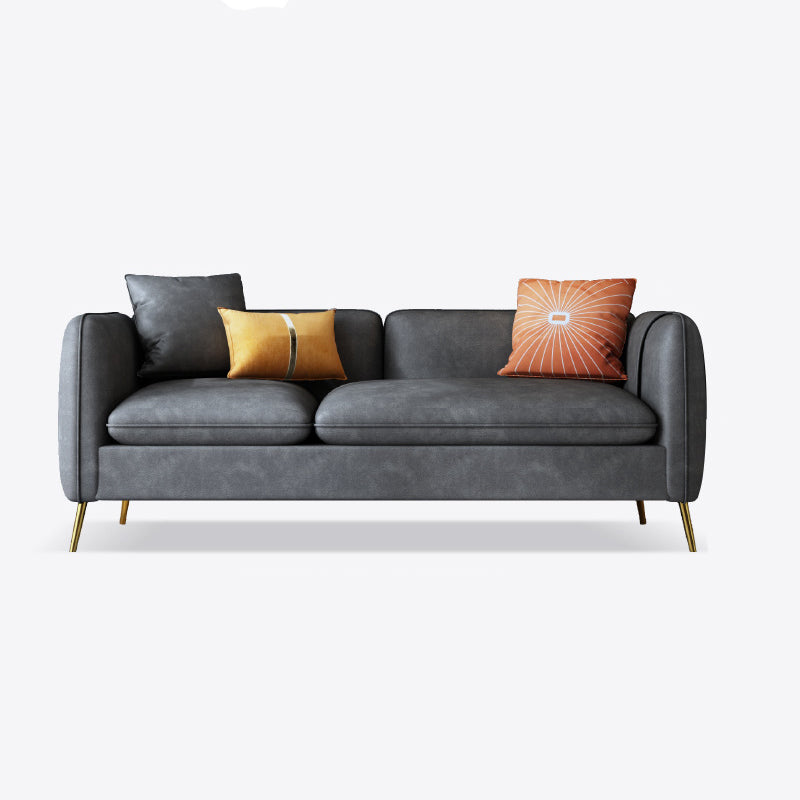 Mid-Century Modern Tuxedo Arm Sofa Faux Leather 29.92" High Seating Grey Clearhalo 'furn' 'furn_sofas' 'Furniture' 'furniture_sofas' 'kitchen' 'kitchen_sofas' 'Living Room Furniture' 'Sofa' 'sofas' 4637919