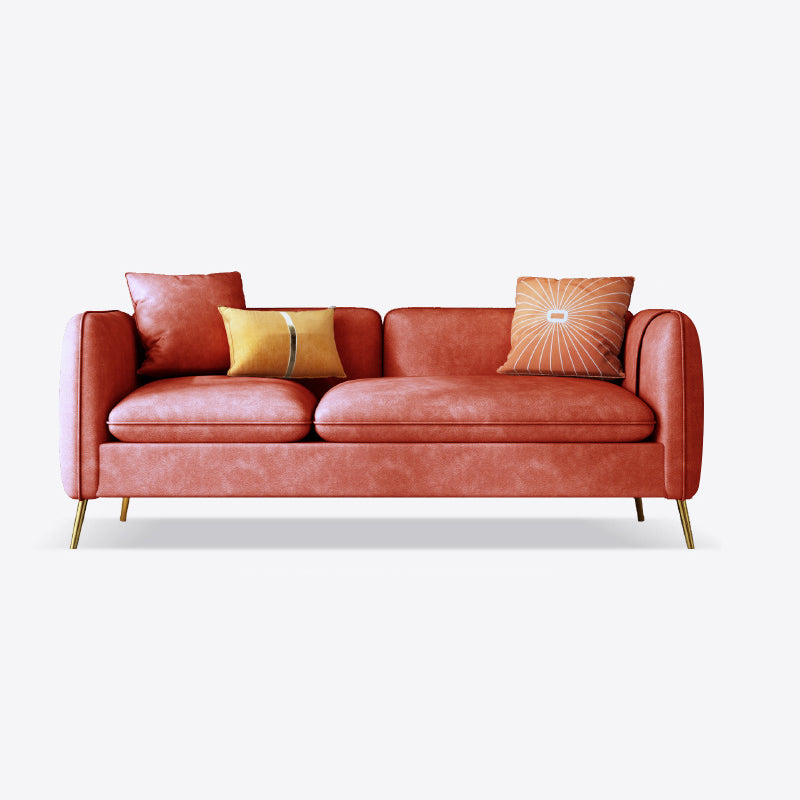 Mid-Century Modern Tuxedo Arm Sofa Faux Leather 29.92" High Seating Red Clearhalo 'furn' 'furn_sofas' 'Furniture' 'furniture_sofas' 'kitchen' 'kitchen_sofas' 'Living Room Furniture' 'Sofa' 'sofas' 4637921