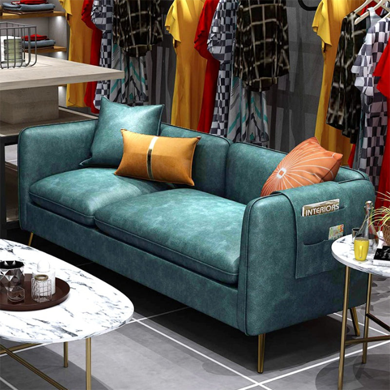 Mid-Century Modern Tuxedo Arm Sofa Faux Leather 29.92" High Seating Clearhalo 'furn' 'furn_sofas' 'Furniture' 'furniture_sofas' 'kitchen' 'kitchen_sofas' 'Living Room Furniture' 'Sofa' 'sofas' 4637926