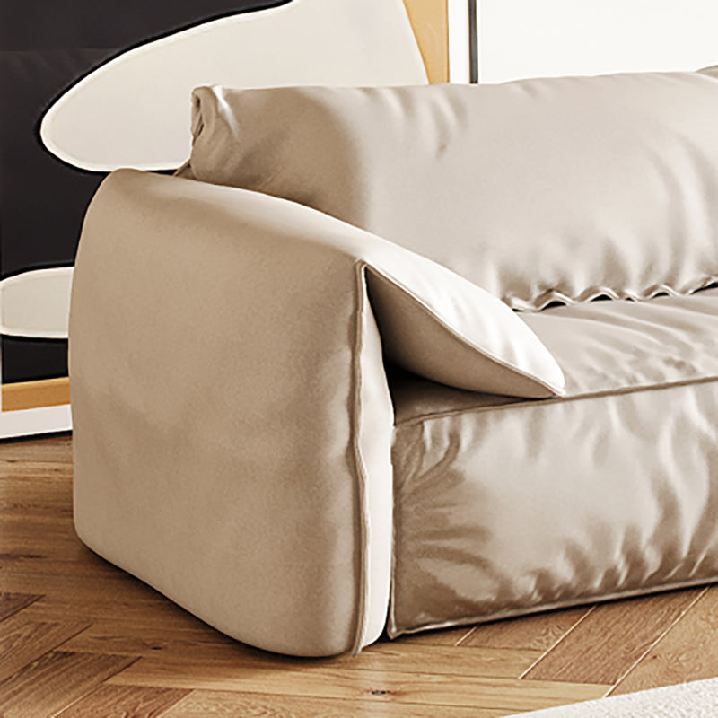 White Contemporary Faux Leather Pillow Top Arm Sofa with Bolster Pillows for Living Room Clearhalo 'furn' 'furn_sofas' 'Furniture' 'furniture_sofas' 'kitchen' 'kitchen_sofas' 'Living Room Furniture' 'Sofa' 'sofas' 4637937