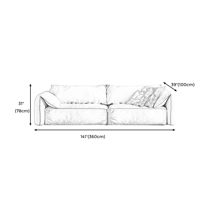 White Contemporary Faux Leather Pillow Top Arm Sofa with Bolster Pillows for Living Room Clearhalo 'furn' 'furn_sofas' 'Furniture' 'furniture_sofas' 'kitchen' 'kitchen_sofas' 'Living Room Furniture' 'Sofa' 'sofas' 4637945