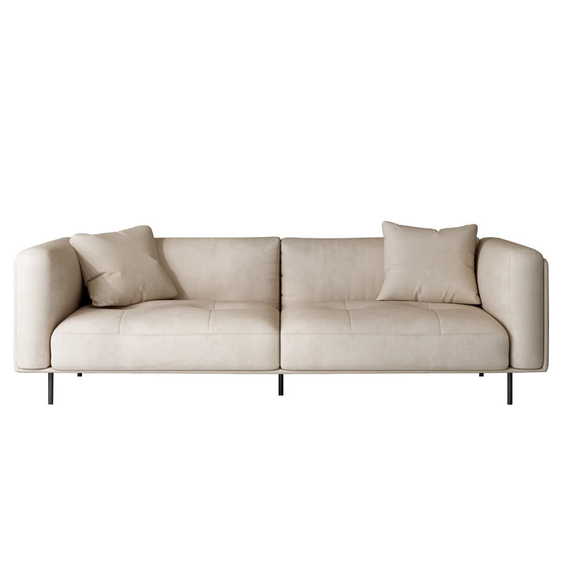 Modern Style Solid Wood Base Namib & Velvet White Rectangular Sofa Clearhalo 'furn' 'furn_sofas' 'Furniture' 'furniture_sofas' 'kitchen' 'kitchen_sofas' 'Living Room Furniture' 'Sofa' 'sofas' 4637951