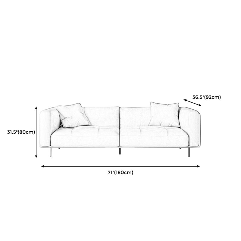 Modern Style Solid Wood Base Namib & Velvet White Rectangular Sofa Clearhalo 'furn' 'furn_sofas' 'Furniture' 'furniture_sofas' 'kitchen' 'kitchen_sofas' 'Living Room Furniture' 'Sofa' 'sofas' 4637958