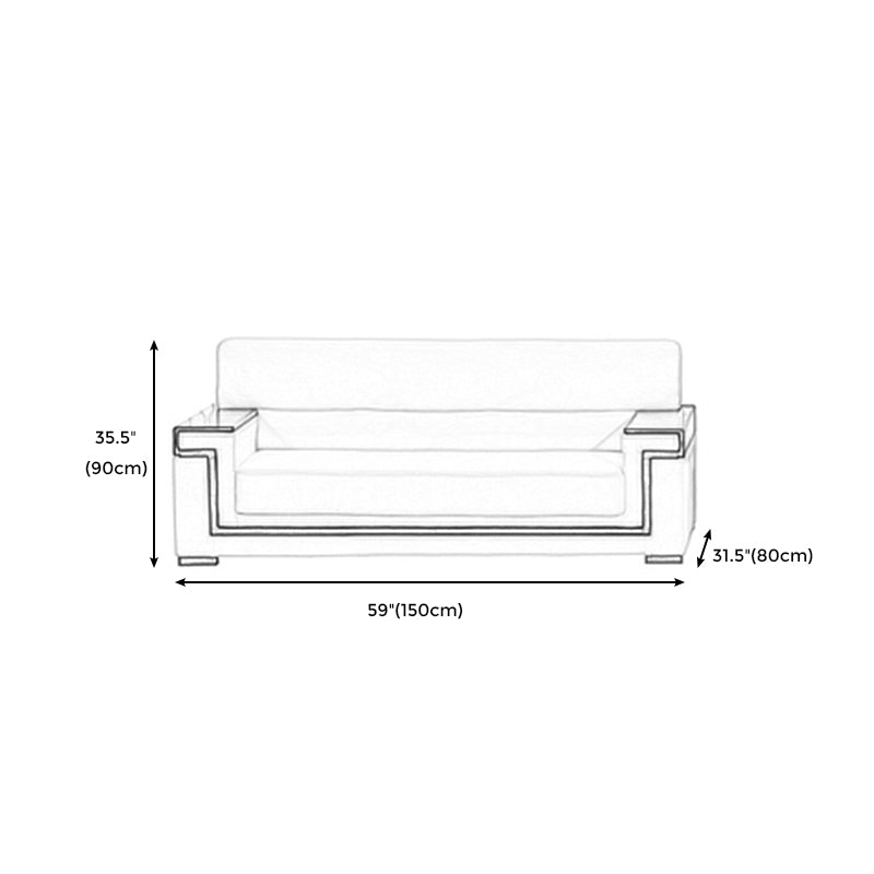 White Contemporary Square Arm Standard Sofa for Living Room, Bonus Room Clearhalo 'furn' 'furn_sofas' 'Furniture' 'furniture_sofas' 'kitchen' 'kitchen_sofas' 'Living Room Furniture' 'Sofa' 'sofas' 4637970